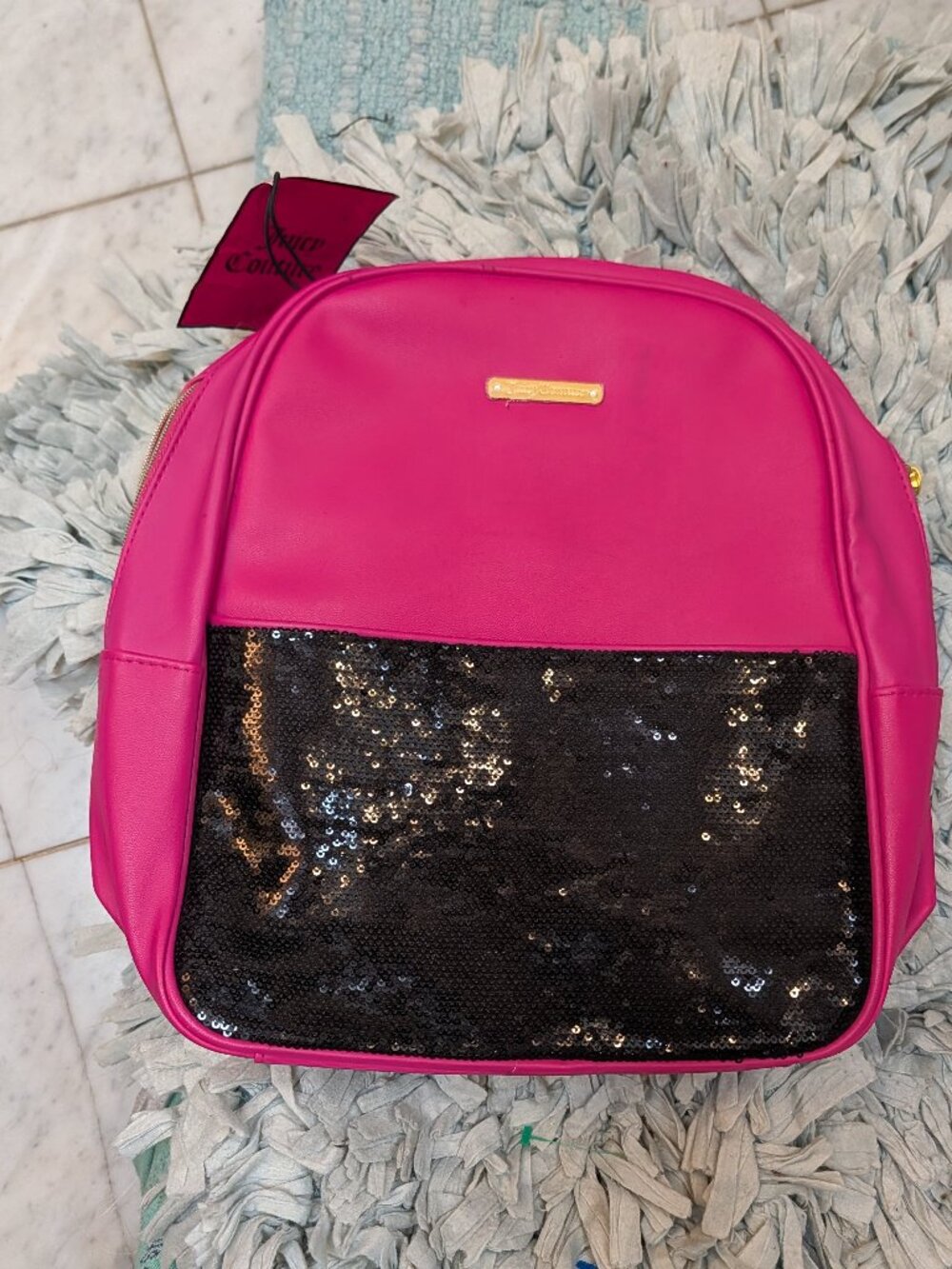 Juicy Couture Hot Pink Black Sequin Backpack NWT Y2K Promo